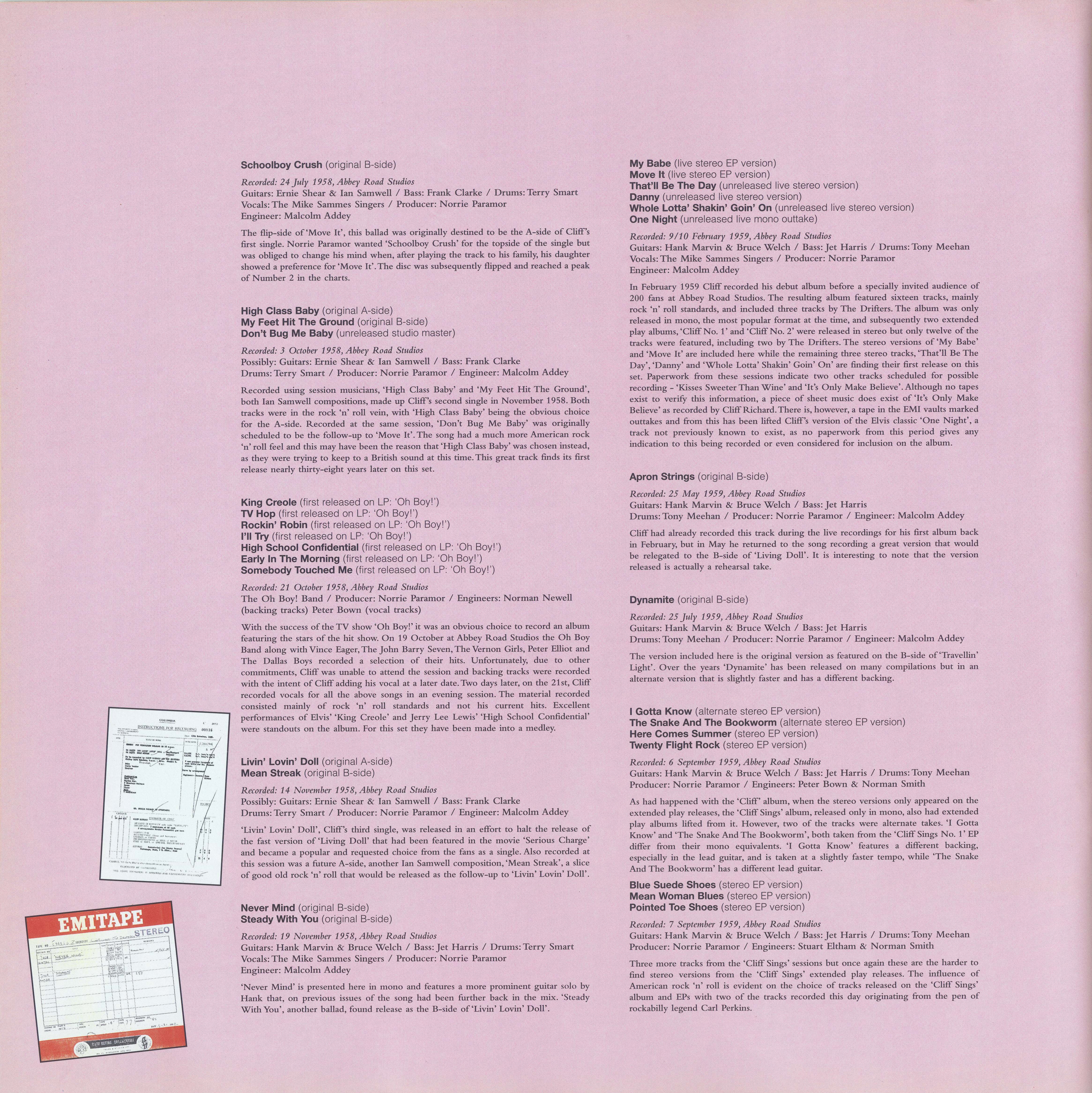 Cliff Richard The Rock N Roll Years 1958 1963 [recording data p1]